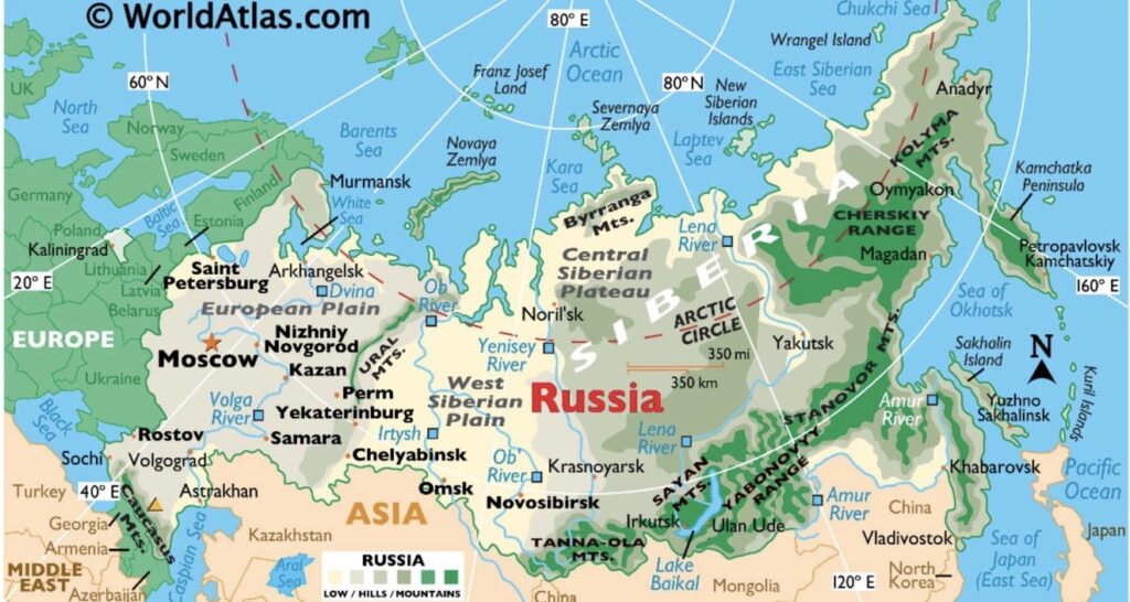Gemology map in Russia 