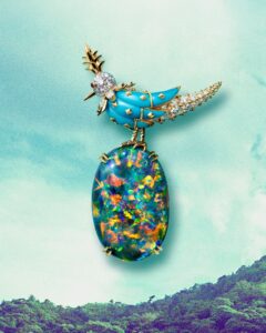 دبوس شلمبرجيه الأيقوني - Bird on a Rock- لدار تيفاني آند كو, تصميمات بأحجار متنوعة تمثل الفصول المختلفة ذات الدلالة الهامة في الثقافة اليابانية. احتفالا بسنوية متجر الدار في جينزا - طوكيو