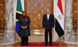 الرئيس السيسي مع السيدة سامية حسن رئيسة تنزانيا