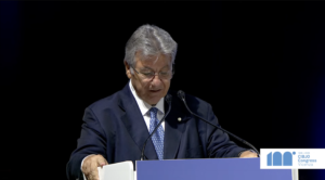 CIBJO President Gaetano Cavalieri - جايتانو كافالييري- رئيس اتحاد المجوهرات العالمي أثناء حفل افتتاح مئوية الاتحاد