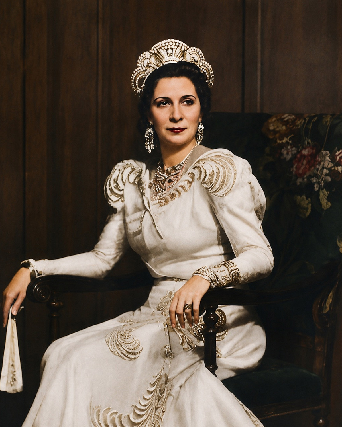 الملكة نازلي ترتدي القلادة الشهيرة التي تمت سرقتها من معرض Van Cleef & Arpels الملكة نازلي ترتدي القلادة الشهيرة التي تمت سرقتها من معرض Van Cleef & Arpels