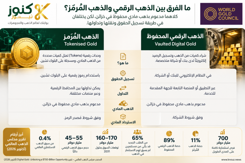 مجلس الذهب العالمي: سوق الذهب الرقمي مرشحة لتجاوز 160 مليار دولار بحلول 2031 WGCمجلس الذهب العالمي: سوق الذهب الرقمي مرشحة لتجاوز 160 مليار دولار بحلول 2031